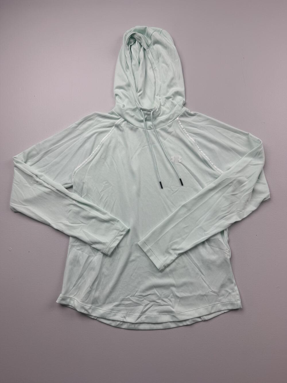 Under Armour Hoodie Sweatshirt Womens Medium Green Lightweight Pullover Logo
